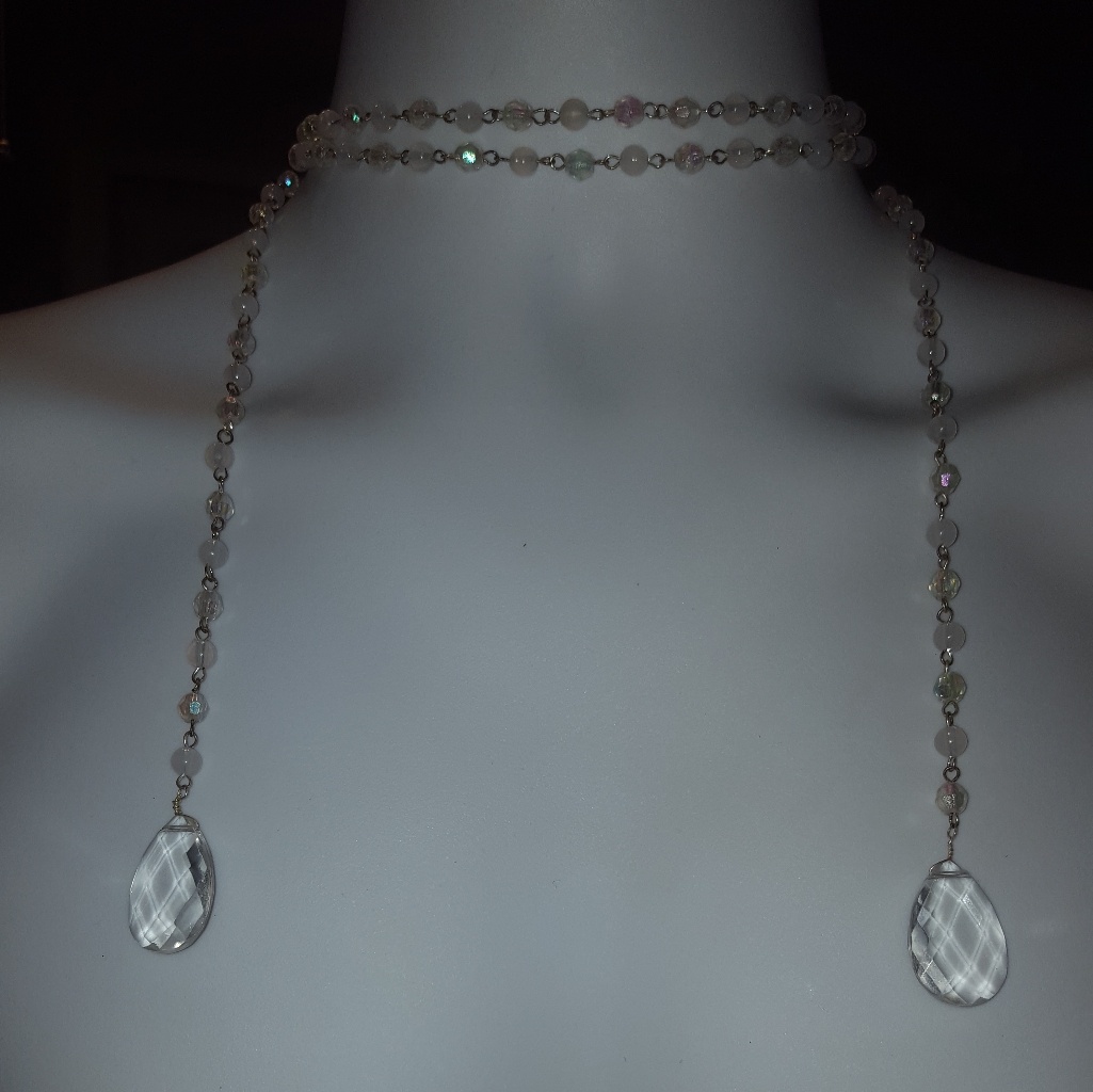 Nw 48in Teardrop Fax Acrylic Chandelier Clear Jewelry Many Uses